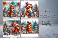 Christmas horse | square coaster sublimation design Product Image 1