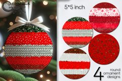 Red &amp; green Christmas pattern | Xmas round ornaments design Product Image 1