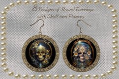 Set of Earrings | 8 Designs with Skull and Flowers, PNG Product Image 1