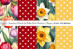 Seamless Florals &amp; Polka Dot Patterns | Digital Papers Product Image 1
