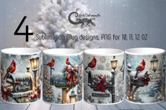 Christmas Cardinal | 4 Xmas Sublimation Mug designs Product Image 1