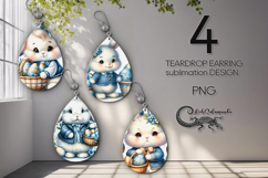 Easter Rabbit | spring Teardrop Earring Sublimation design P Product Image 1