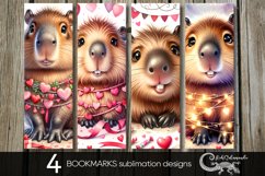 Valentine capybara | 4 cute bookmarks sublimation designs Product Image 1