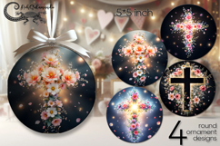 Christian cross | 4 round ornaments sublimation designs PL Product Image 1