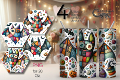 Halloween patchwork | spooky Skinny tumbler sublimation Product Image 1