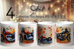 Motorcycle &amp; flowers | bike mug sublimation design PL Product Image 1