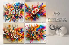 Faith &amp; flowers | square coaster sublimation designs P Product Image 1