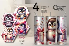 Valentine animals | penguin Skinny tumbler sublimation Product Image 1