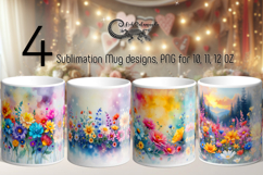 Watercolor flowers | 4 summer Mug Sublimation design P Product Image 1