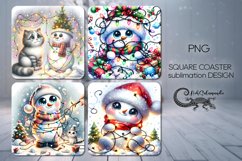 Snowman | 4 winter square coaster sublimation Product Image 1