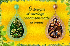 Hanging Earrings I 6 designs of earrings made of wood, PNG Product Image 1