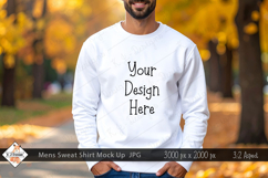 Men&#039;s Fall Sweat Shirt Mock Up Photo JPG | Background Product Image 1