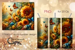 Watercolor sunflower | Skinny tumbler Sublimation design PL8 Product Image 1
