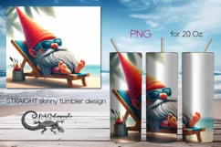 Gnome Beach life | sun Skinny Tumbler Sublimation design PL8 Product Image 1