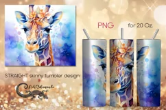 Watercolor giraffe | skinny tumbler Sublimation design PLUS8 Product Image 1
