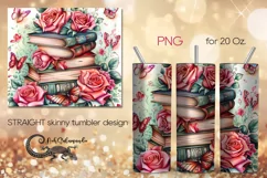 Book & Flowers | watercolor tumbler Sublimation design PL8 Product Image 1