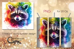 Rainbow raccoon | skinny tumbler Sublimation design PLUS8 Product Image 1