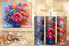 Flowers fantasy| modern skinny tumbler Sublimation design P8 Product Image 1