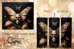 Skulls with butterfly | Halloween Skinny tumbler design PL8 Product Image 1