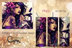 Motorcycle girl | Skinny tumbler sublimation design PLUS8 Product Image 1