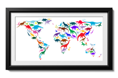 Detailed Multicolor Dinosaur World Map Product Image 2