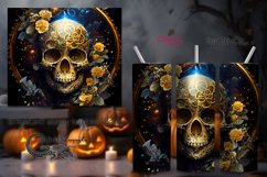 Skulls with flowers | Halloween Skinny tumbler design PLUS8 Product Image 1