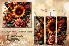 Butterfly & sunflower | Skinny tumbler Sublimation design P8 Product Image 1
