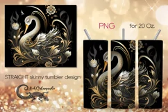 Swan | black & gold skinny tumbler Sublimation design PLUS8 Product Image 1