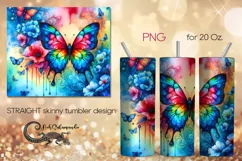 Watercolor Butterfly | Skinny tumbler Sublimation design PL8 Product Image 1