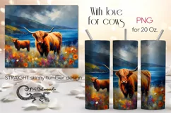 Highland cow | western Skinny tumbler sublimation design PL8 Product Image 1