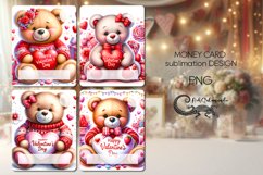 Valentine teddy bear | 4 love Money Card Sublimation Product Image 1