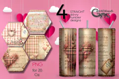 Vintage Music | 4 Love Skinny Tumbler Sublimation Designs Product Image 1