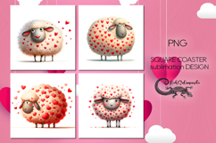 Valentine sheep | 4 love square coaster sublimation designs Product Image 1