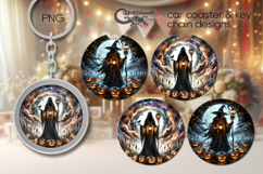 Halloween landscape | Car coaster &amp; key chainsublimation Product Image 1