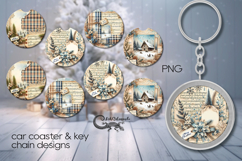 Vintage Christmas | xmas Car coaster &amp; key chain design PL Product Image 1
