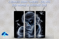 Skinny Tumbler | 6 designs - girl with baby animals, JPG Product Image 1