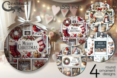Christmas collage | 4 retro Round ornaments sublimation P Product Image 1