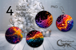 Abstract multicolor | 4 Round earring Sublimation designs PL Product Image 1
