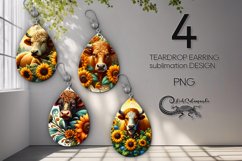 Cows &amp; sunflowers | 4 Teardrop earring sublimation designs Product Image 1