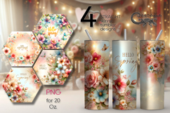 Hello Spring | 4 Skinny tumbler Sublimation designs P2 Product Image 1