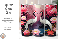 Japanese Crane Birds Tumbler Sublimation Wrap Product Image 1