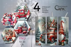 Christmas truck & gnome | Watercolor tumbler sublimation PL Product Image 1