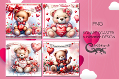 Valentine Teddy bear | 4 love square coaster sublimation Product Image 1