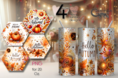 Hello Autumn, Fall | 4 Skinny Tumbler Sublimation designs P Product Image 1