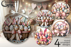 Easter eggs | 4 round ornaments sublimation designs P Product Image 1