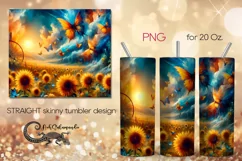 Watercolor sunflower | Skinny tumbler Sublimation design PL Product Image 1