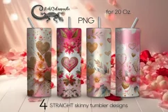 Watercolor hearts | 4 Skinny tumbler sublimationd designs Product Image 1