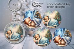 Sleeping baby | xmas Sublimation Car coaster &amp; key chain PL Product Image 1