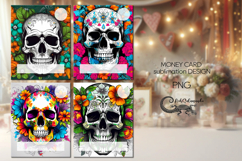 Skull and flower | 4 Halloween Money Card Sublimation design Product Image 1