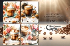 Watercolor Coffee | 4 Money Card Sublimation designs PLUS Product Image 1